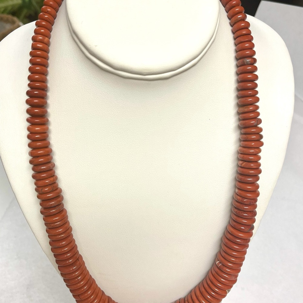 Vintage Sterling Silver Red Jasper Necklace